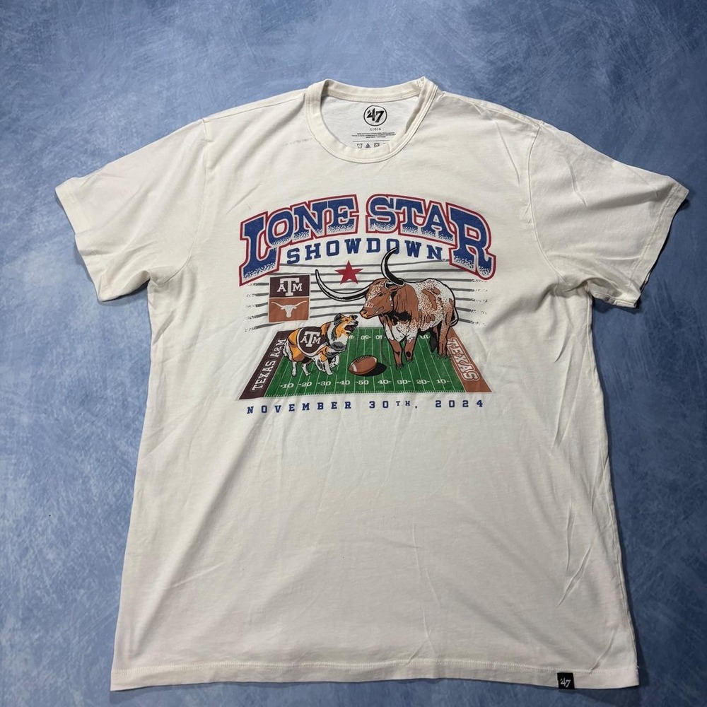 47 Brand Lone Star Showdown bulls design white tee